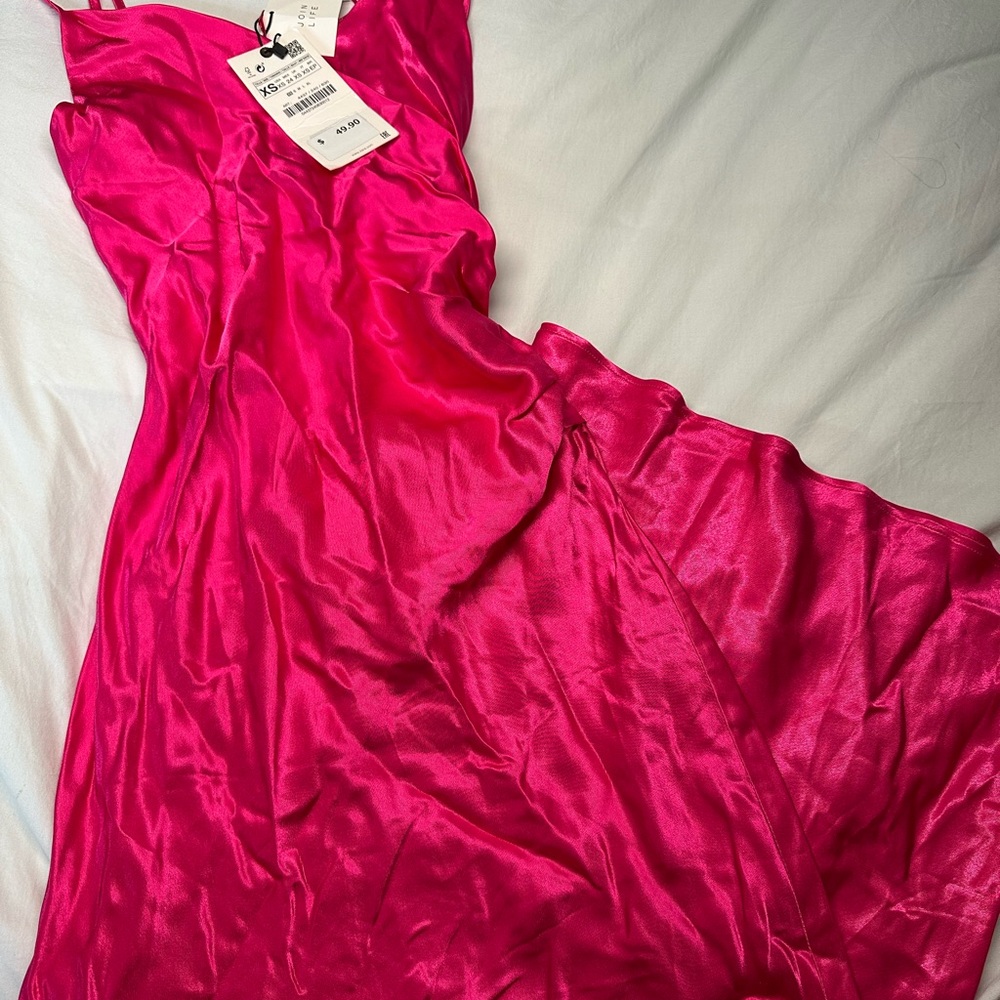 Vibrant Pink Satin Dress